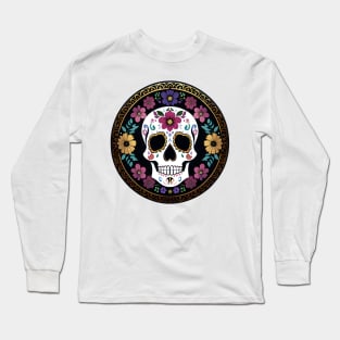 Floral Day of the Dead Skull Long Sleeve T-Shirt